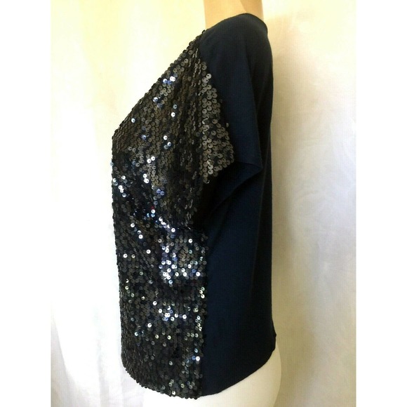 Jennifer Lopez Blue Sequin Top Blouse Shimmer S - Picture 2 of 6